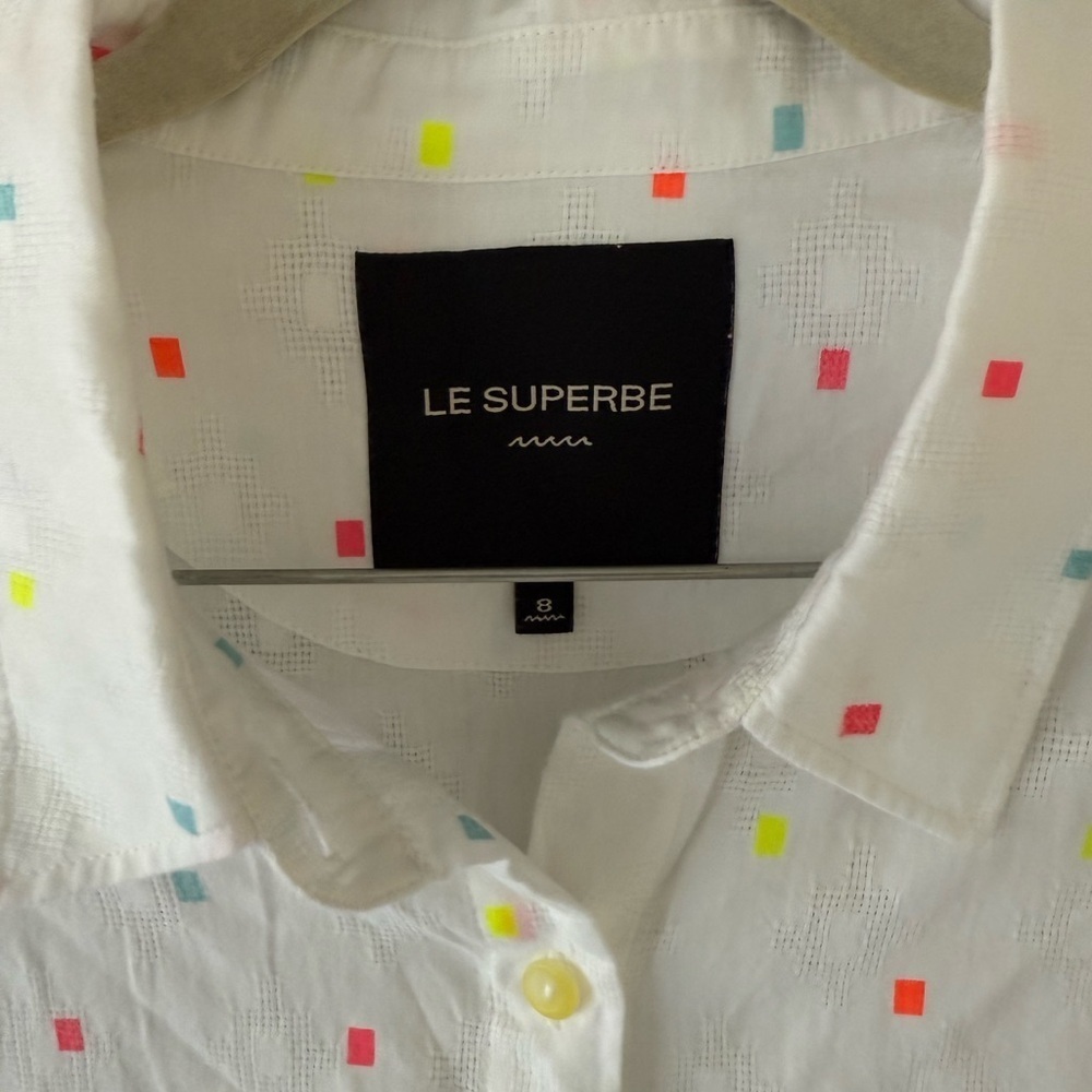 Women's New Wave Button Down Shirt with Colorful Accents - Picture 3 of 7